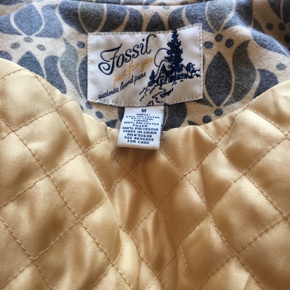 FOSSIL Wool Blend Spring Jacket quilted lining M - Picture 7 of 8